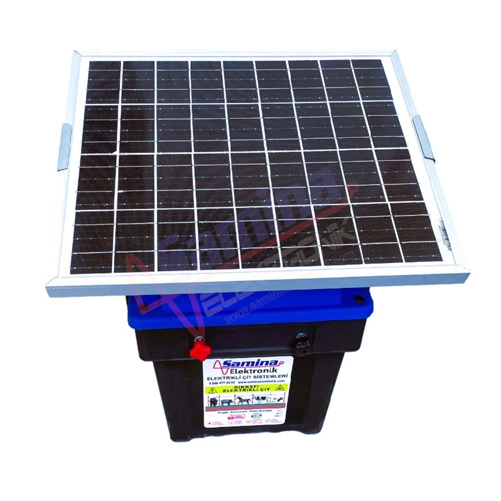 Samina SF6-50P24A4500 Elektrikli Çit Cihazı 50W Panelli 24Ah Jel Akü