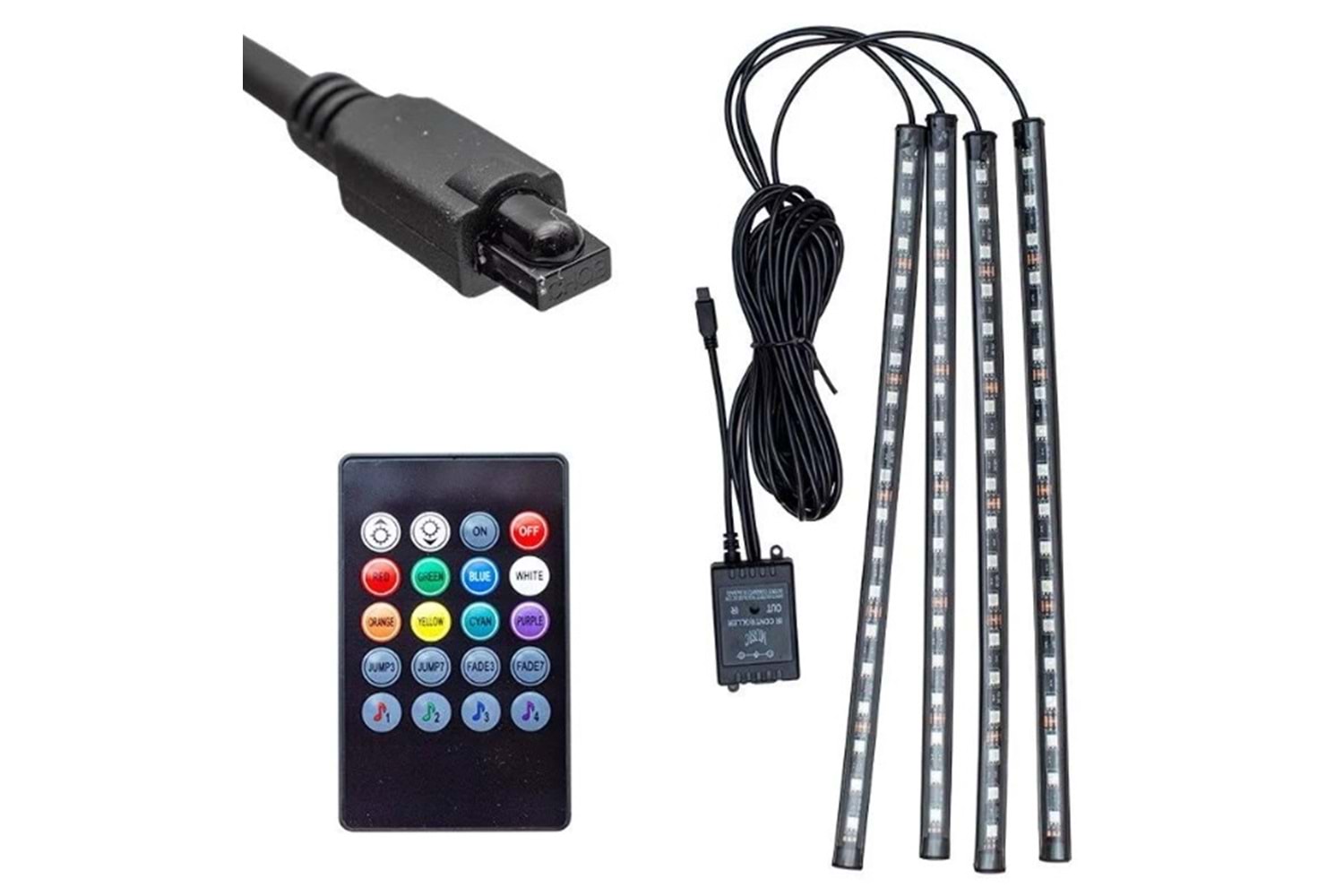 Saminatronik Sese Duyarlı Araç Içi Kumandalı Rgb LED Animasyon Kit