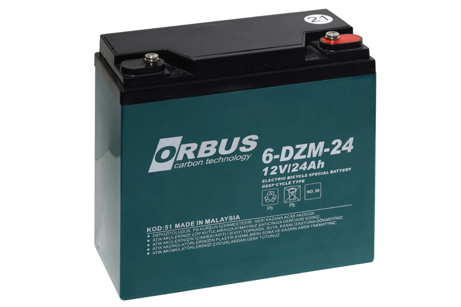 ORBUS 12V 24AH ELEKTRİKLİ BİSİKLET AKÜSÜ