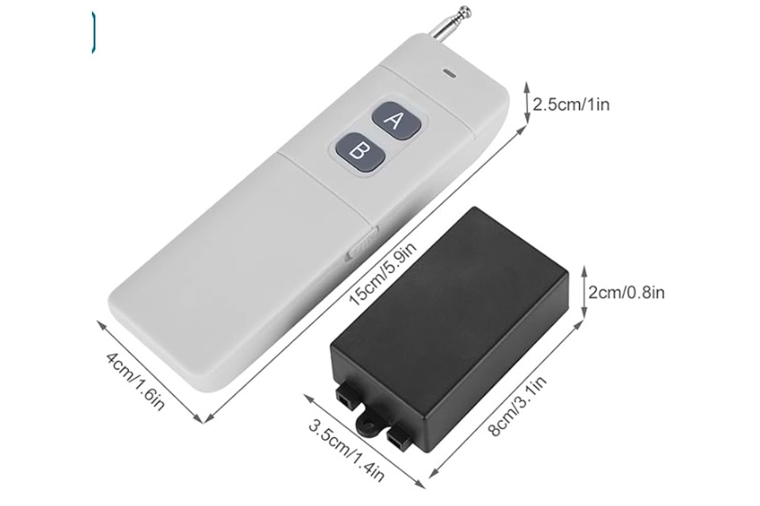 Saminatronik 12VDC 2CH Uzun Menzilli RF Kablosuz Uzaktan Kumanda Sistemi Verici + Alıcı