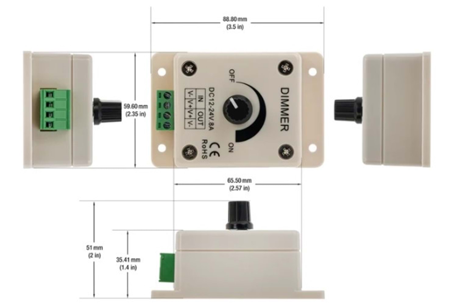 Saminatronik 12-24VDC 8A PWM Dimmer Controller
