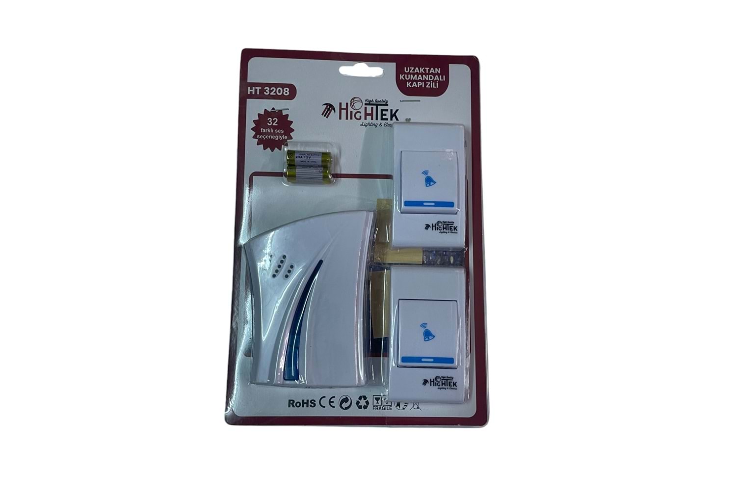 Hightek HT-3208 Kapı Zili 32 Farklı Melodili 2Ad. Uzaktan Kumandalı