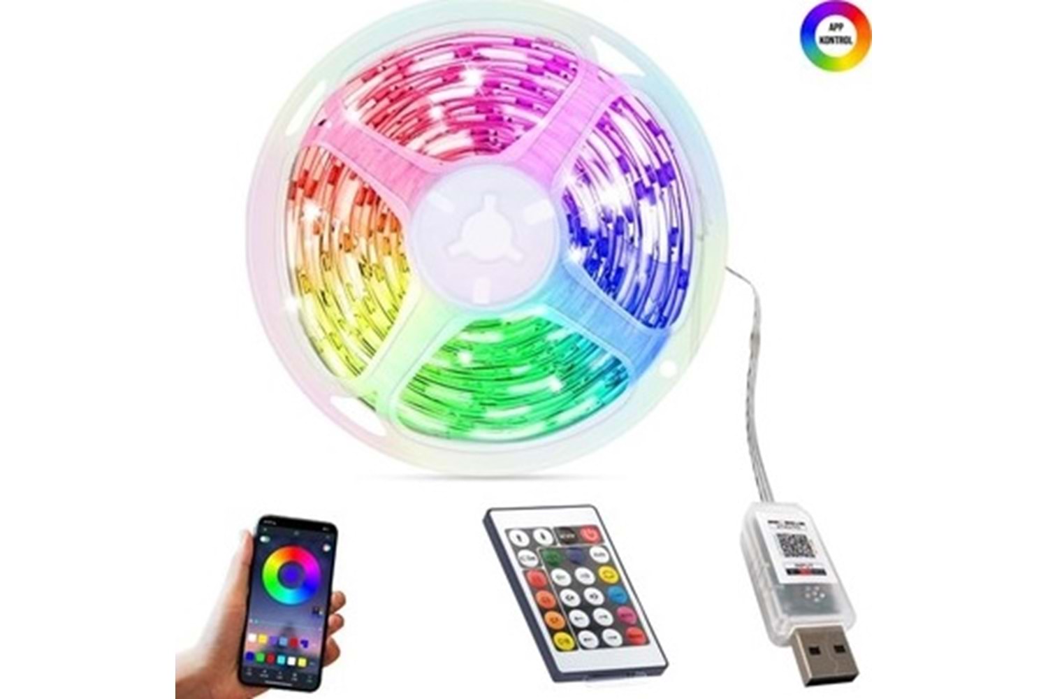 Hightek Rgb 3261 Pixel Şerit Led 5V USB Kumandalı 10 Metre App Kontrol