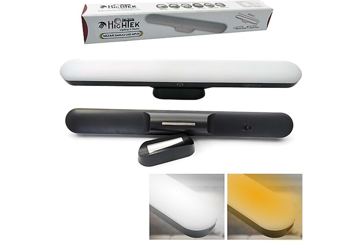 Hightek HT-0763 Sezar Şarjlı Led Aplik 3 Farklı Renk Modu (Siyah Kasa)