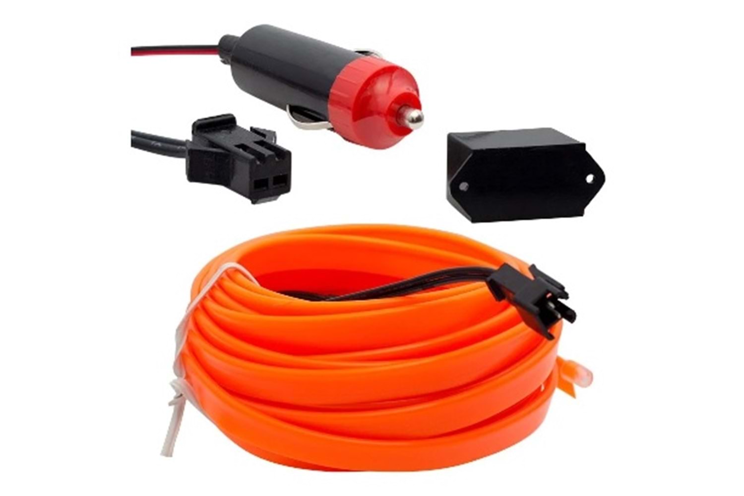 ARAÇ İÇİ NEON ORANJ 5 METRE ÇAKMAKLIKLI İP AYDINLATMA PM 18224