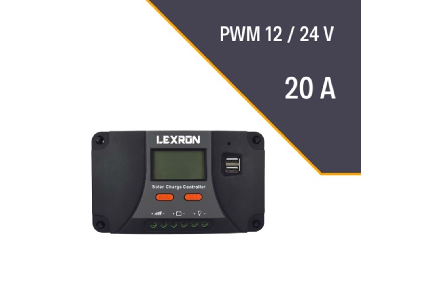 Lexron 20A 12-24V PWM Solar Şarj Kontrol Cihazı