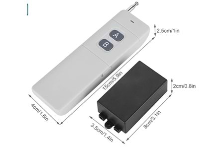 Saminatronik 12VDC 2CH Uzun Menzilli RF Kablosuz Uzaktan Kumanda Sistemi Verici + Alıcı