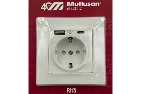 PRİZ MUTLUSAN RİTA ÇİFT USB TOPRKLI PRİZ