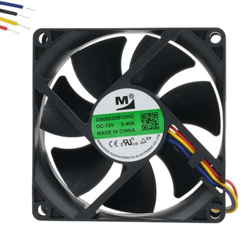 FAN - HENGTAI DA08025B12HG FAN 80x80x25MM 12V 0.40A 4.80W 3500RPM 4 WIRE