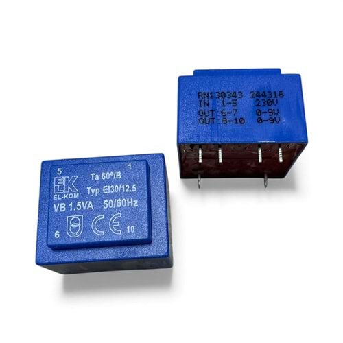 RN130343 - ELKOM TRAFO DOKUMLU 1.5VA 2X9V