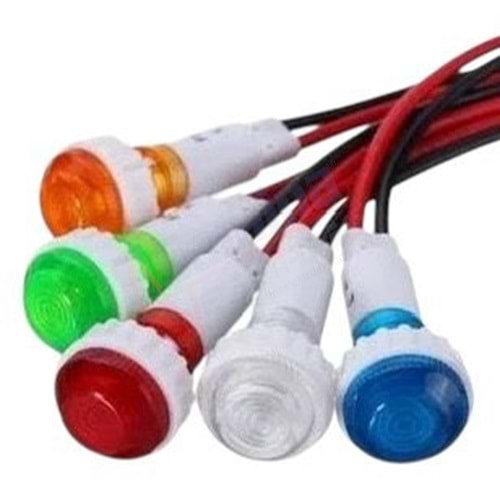 Sinyal Lambası Kablolu 220VAC Neon 10mm Plastik Kırmızı