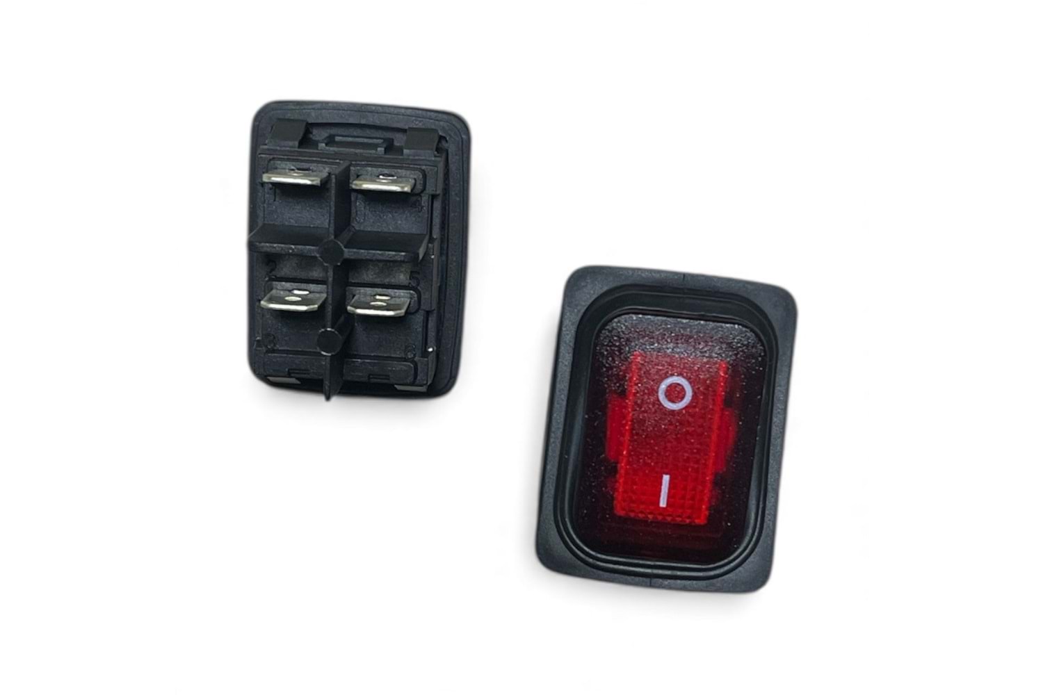 EMAS GENİŞ IŞIKLI ANAHTAR 30*22mm 4P KÖRÜKLÜ KIRMIZI